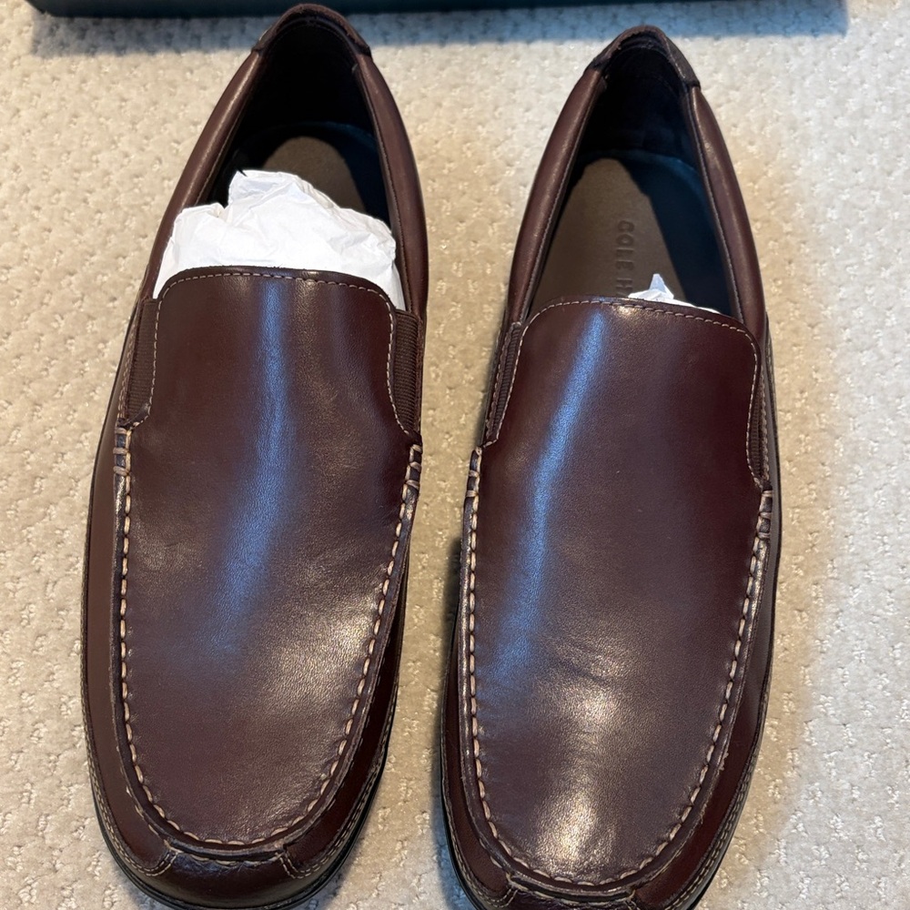 Cole Haan Men's Brown Leather Loafers - Picture 2 of 5